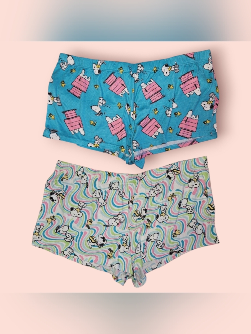 Peanuts Girls Blue & White Snoopy Two-Pack Sleep Shorts